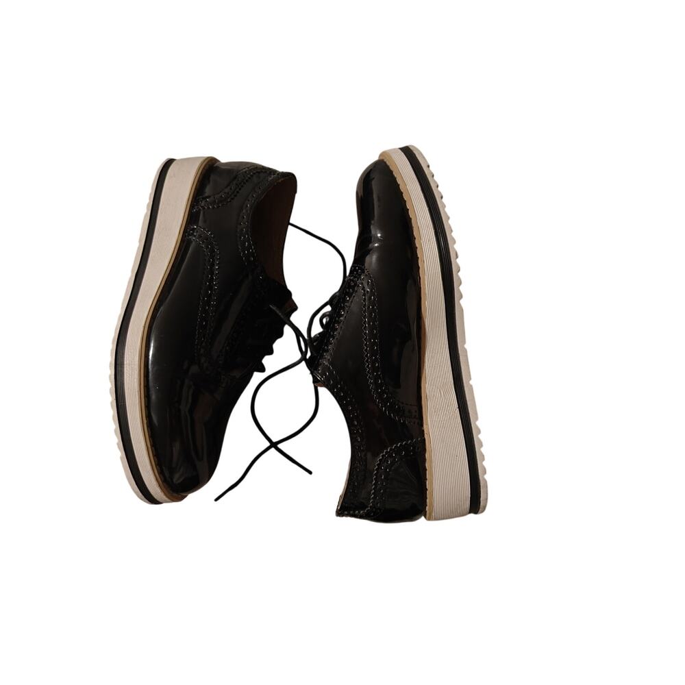 Via Women Pinky Collection Black Patent Leather Peyton Platform Derby Shoes Sz 9